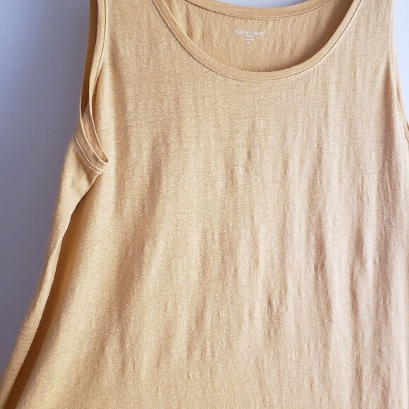 Eileen Fisher Sunny Yellow Linen Tank 2X  Lightweight Relaxed Fit Sleeveless Top - Picture 6 of 9